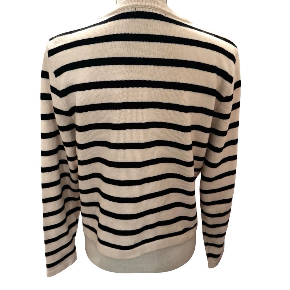 Striped Knit Cardigan with Gold Buttons - Apricot and Black - Picture 5 of 12